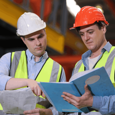 An engineer reviews a Hindi manual beside CAD drawings as Hindi Translation Services in Texas deliver technical accuracy.